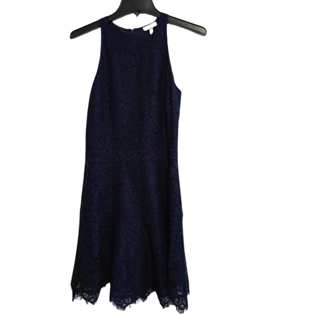 Joie Lace Navy Fit and Flare Mini Blue Dress 2 NWT - Picture 6 of 9
